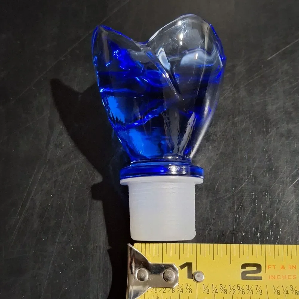 Bormioli Rocco Bouquet Cobalt Blue Glass Decanter Stopper Italy Tulip Rose